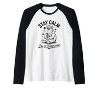 Stay Calm Do It Tomorrow Capybara Sarcasmo Meme Vintage Maglia con Maniche Raglan