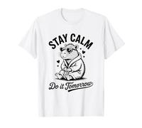 Stay Calm Do It Tomorrow Capybara Sarcasmo Meme Vintage Maglietta