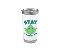 Stay Co-Mint-Ed - Simpatico gioco di parole Kawaii con foglie di menta Bicchiere termico in acciaio inox doppia parete