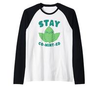 Stay Co-Mint-Ed - Simpatico Gioco di Parole Kawaii con Foglie di Menta Maglia con Maniche Raglan