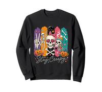 Stay Creepy Funny Skeleton Halloween Retro Spooky Felpa