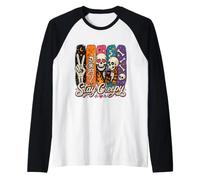 Stay Creepy Funny Skeleton Halloween Retro Spooky Maglia con Maniche Raglan