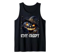 Stay Creepy Halloween Cat Lover Pumpkin Graphic for Goth Mom Canotta