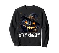Stay Creepy Halloween Cat Lover Pumpkin Graphic for Goth Mom Felpa