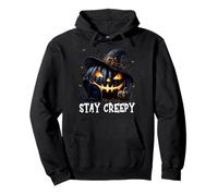Stay Creepy Halloween Cat Lover Pumpkin Graphic for Goth Mom Felpa con Cappuccio