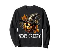 Stay Creepy Halloween Pumpkin Witch Hat for Spooky Season Felpa