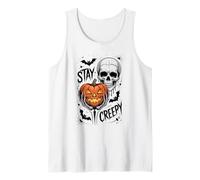 Stay Creepy Skull Pumpkin Halloween Design Canotta