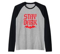 Stay Dark Gothic Bat Vampiro Spooky Moody Goth Halloween Maglia con Maniche Raglan