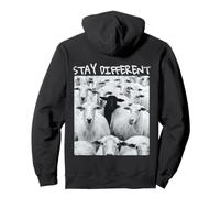 Stay Different Be Unique Sheep Graphic con Una Pecora Nera Felpa con Cappuccio