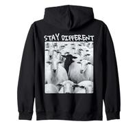 Stay Different Be Unique Sheep Graphic con Una Pecora Nera Felpa con Cappuccio