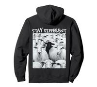 Stay Different Be Unique Sheep Graphic con Una Pecora Nera Felpa con Cappuccio