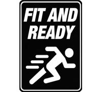 Stay Fit Stay Ready Black White Tin Plaque Bedroom Wall 8 X 12 in