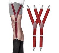 STAY GENT 1 Coppia Y-Stile Ferma Camicia Uomo, Regolabile Shirt Stays con Non-Scivolare Locking Clamps per Mantenere Camicia Infilata In(Rosso)