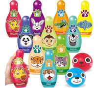 STAY GENT Birilli Bowling Bambini Animali Birilli Set con 10 Birilli e 2 Palle, Gioco Bowling Interno Esterno Giochi, Numero Educativi Bowling Bocce Giocattoli Regali per Bambini 2 3 4 5 6 7 Anni