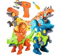 STAY GENT Dinosauri Giocattolo per Bambini con Trapano Elettrico, 4 Confezioni DIY Educativo STEM Giocattolo Giocattoli Costruzione con Cacciaviti per 3 4 5 6 7 Anni Regali Natale Ragazzi Ragazze