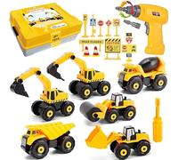 STAY GENT Smontare Escavatore Ruspa Giocattolo con Trapano Elettrico-Drill Montare Camion Giocattoli STEM DIY per Bambini Disassemblare Attrezzo Regali Educativo 3 4 5 6 Anni Natale Ragazzi e Ragazze