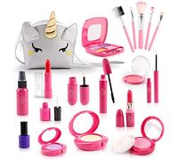 STAY GENT Trucchi Finti Set Parrucchiera Bambina con Argento Unicorno Borsa Valigetta, Regali per Ragazze 3-12 Anni, 20 Pezzi