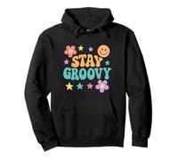 Stay Groovy Carino Retro Hippie Motivazionale Compleanno Corrispondenza Felpa con Cappuccio