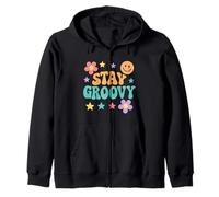 Stay Groovy Carino Retro Hippie Motivazionale Compleanno Corrispondenza Felpa con Cappuccio