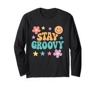 Stay Groovy Carino Retro Hippie Motivazionale Compleanno Corrispondenza Maglia a Manica