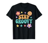Stay Groovy Carino Retro Hippie Motivazionale Compleanno Corrispondenza Maglietta