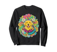 Stay Groovy Golden Retriever Anni '60 Retro Daisy Art Felpa