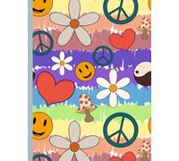 Stay Groovy - Retro 70s & 90s Vibe Notebook: A Nostalgic Journal with Peace Signs, Daisies, Mushrooms & More Rainbow Edition