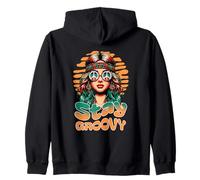 Stay Groovy Retro Hippie Woman Peace Sign Sunset Felpa con Cappuccio