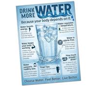 Stay Hydrated Motivational Poster - Water Drinking Benefits Educational Wall Art for School, Home & Workplace(Unframed,08x12inch(20x30cm))