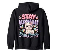 Stay Kawaii Stay Happy Cute Alpaca Camicia Pastel Hearts Anime Felpa con Cappuccio
