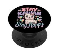 Stay Kawaii Stay Happy Cute Alpaca Camicia Pastel Hearts Anime PopSockets PopGrip Adesivo