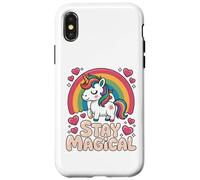 Stay Magical Unicorno Arcobaleno Carino Magico Custodia per iPhone X/XS