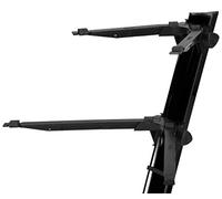 STAY MUSIC, STAY - Supporto per tastiera, sottile, a 2 livelli, con bracci curvi nel livello superiore, colore: nero