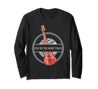 Stay On The Right Track Retro Guitar Player Disegni Presente Maglia a Manica