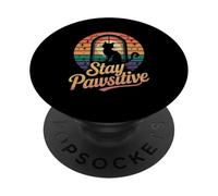Stay Pawsitive Cat Retro Tramonto Design PopSockets PopGrip Adesivo