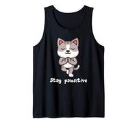Stay Pawsitive Cool yoga positive funny cat pun quote Canotta