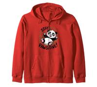 Stay Pawsitive Panda Motivazione Felpa con Cappuccio
