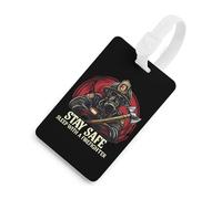 Stay Safe Sleep with A Firefighter Funny Luggage Tag Identifiers Travel Bag Tags with Name ID Label for Suitcase Backpack