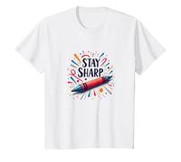 Stay Sharp Crayon Ispirato Arte Motivazionale per creativi Maglietta, Bambini, Bianco, 6 Anni
