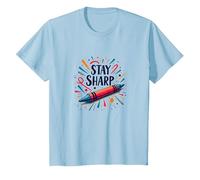 Stay Sharp Crayon Ispirato Arte Motivazionale per creativi Maglietta, Bambini, Celeste, 6 Anni