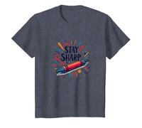 Stay Sharp Crayon Ispirato Arte Motivazionale per creativi Maglietta, Bambini, Pervinca, 6 Anni