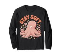 Stay Soft Octopus Kawaii Pastello Sea Animal Cuori Stelle Maglia a Manica