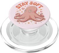 Stay Soft Octopus Kawaii pastello Sea Animal Cuori Stelle PopSockets PopGrip per MagSafe
