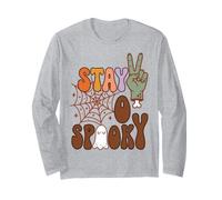 Stay Spooky Halloween Zombie Peace Sign Maglia a Manica