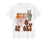 Stay Spooky Halloween Zombie Peace Sign Maglietta