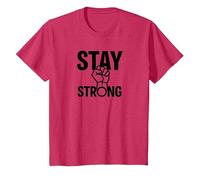 Stay Strong Pugno Motivazionale per la resilienza Maglietta, Bambini, Rosso mélange, 10 Anni