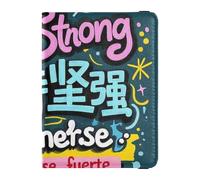 Stay Strong Slogan Navy Blue Leather decorativo portafoglio da viaggio da donna porta passaporto vaccino porta carte Combo carino passaporto libro leggero, Stay strong slogan blu navy, 1 size