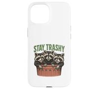 Stay Trashy 3 Raccoons In A Trash Can Divertente Grafica Feral Custodia per iPhone 15