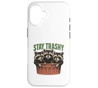 Stay Trashy 3 Raccoons In A Trash Can Divertente Grafica Feral Custodia per iPhone 16