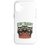 Stay Trashy 3 Raccoons In A Trash Can Divertente Grafica Feral Custodia per iPhone 16 Plus